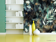 Фотошпалери зелене листя і золото - 3