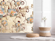 Фотошпалери Квіти 3d і квадрати - 2