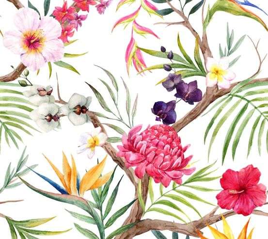 Фотообои рисунок листики и цветочки 21334