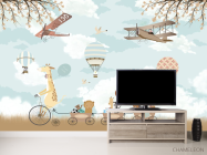 Фотообои Звери на велосипеде и воздушные шары - 2