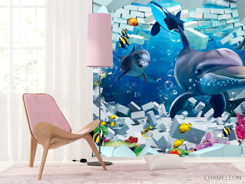 Фотошпалери 3Д Дельфіни - 4