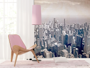 Фотошпалери мегаполіс над океаном стара папір - 4