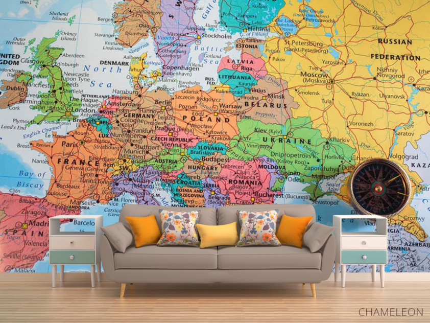 Фотообои Карта мира и космпас - 1