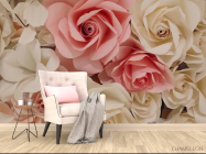 Фотообои белые и розовые розы из бумаги - 4