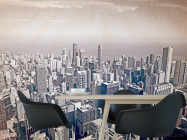 Фотошпалери мегаполіс над океаном стара папір - 1