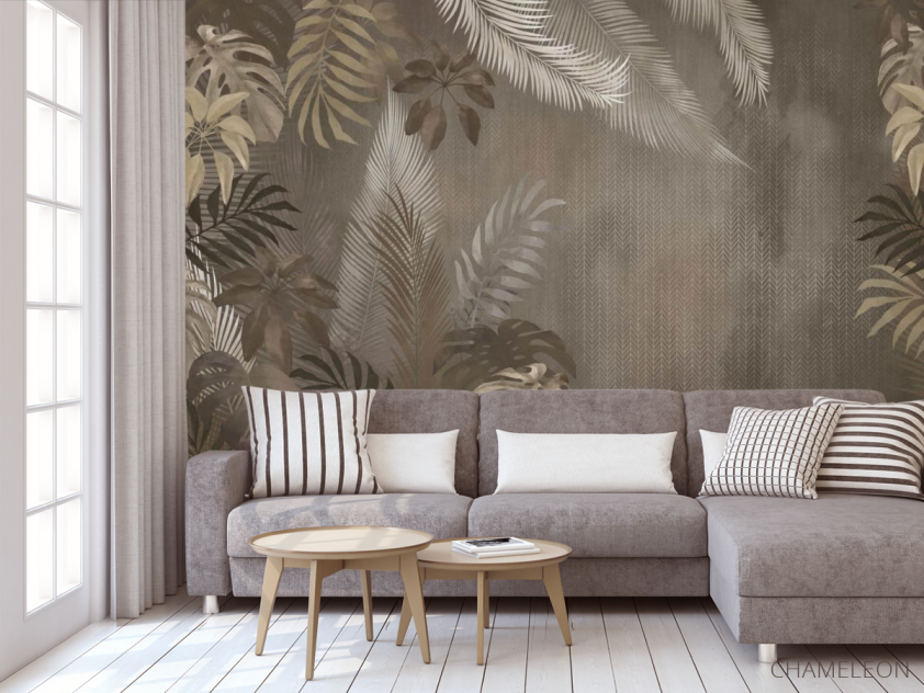 Фотообои Коричневые тропические листья - 3