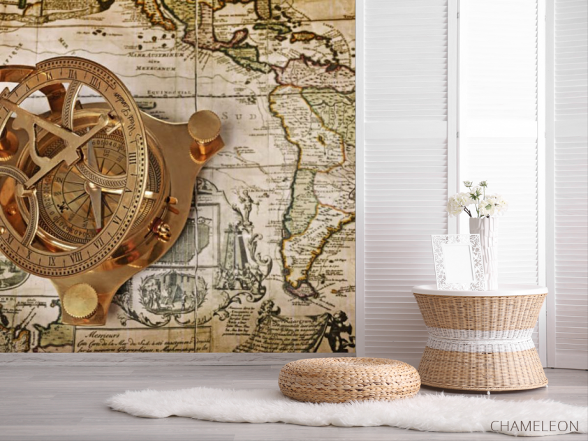 Фотошпалери карта і компас - 2