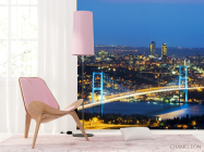 Фотошпалери міст з синьо-жовтими вогнями - 4