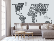 Фотообои Карта материков надписями - 3