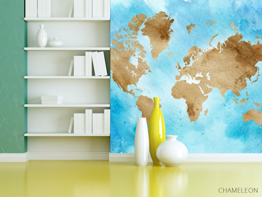 Фотошпалери акварельна карта - 3