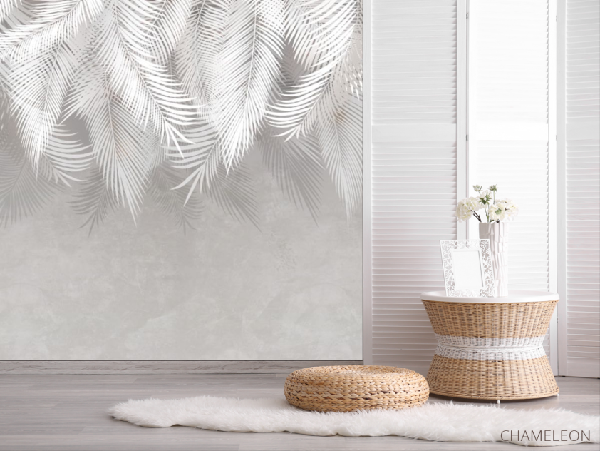 Фотошпалери сірі листя на стіну - 2