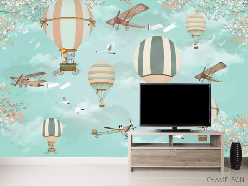 Фотообои воздушные шары на бирюзовом фоне - 2