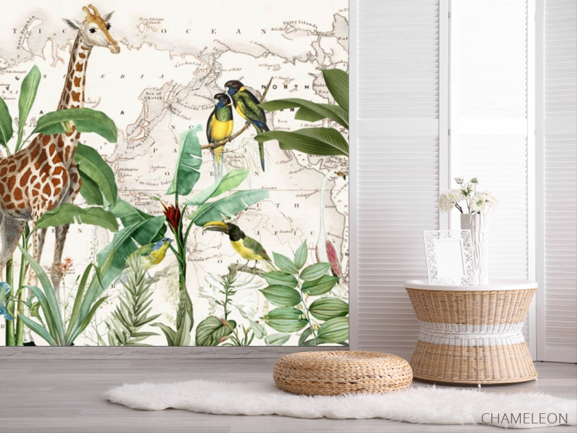 Фотошпалери Карта з жирафом - 2