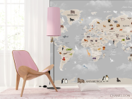 Фотошпалери карта сіра англійською - 4