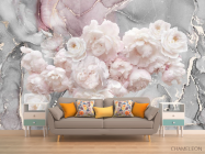 Фотообои Пионы на фоне флюида - 1