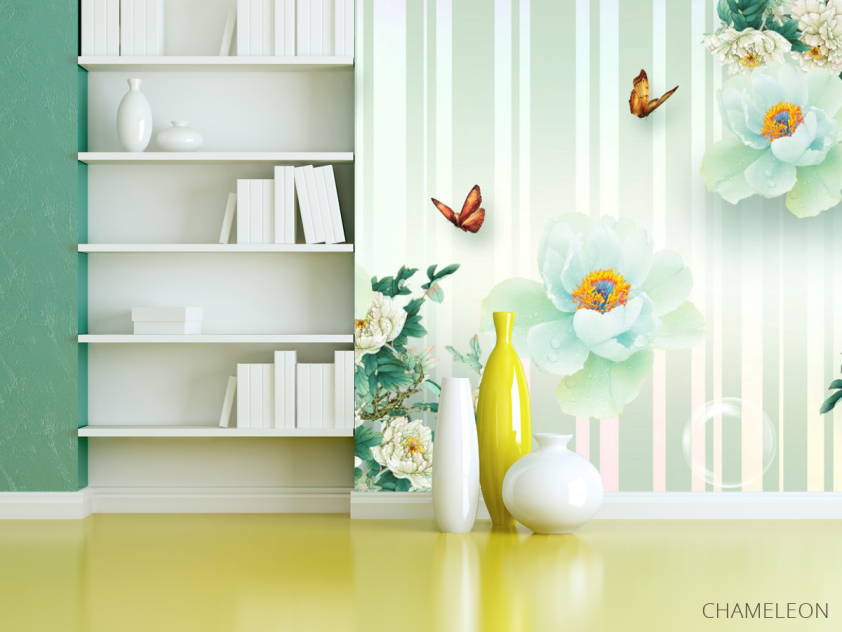 Фотошпалери Салатові квіти 3д - 3