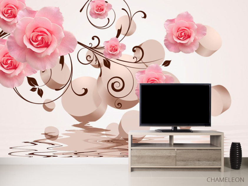 Фотообои 3D фигуры с розами - 2