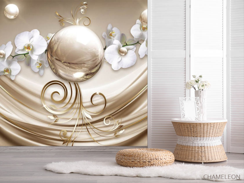 Фотошпалери Орхідея і кола 3д - 2