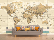 Фотообои Коричневая карта мира - 1