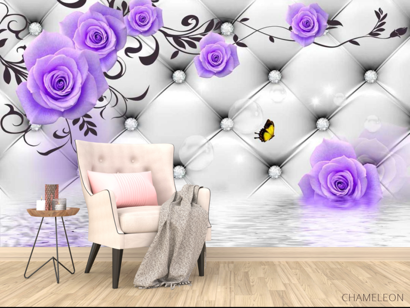 Фотообои 3д фиолетовые розы - 4