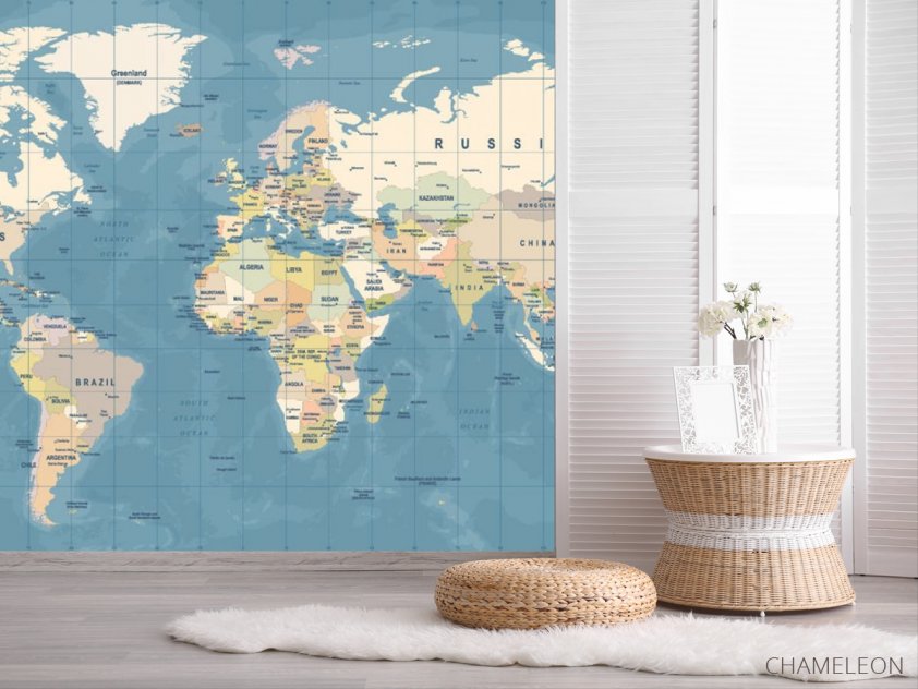 Фотошпалери Карта світу на блакитному - 2