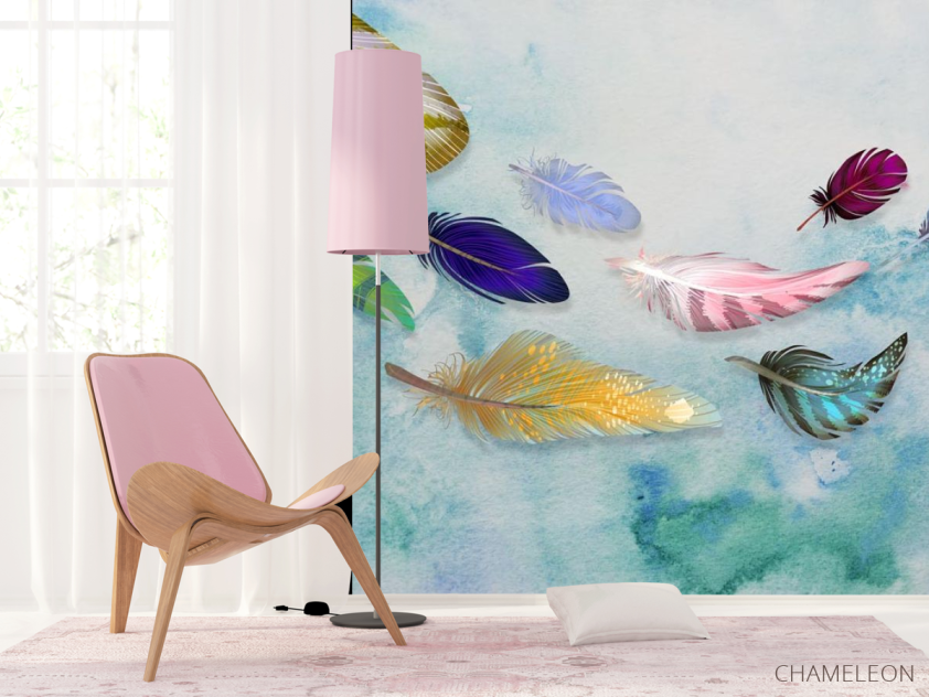 Фотошпалери Різнокольорові повітряні пір'я - 4