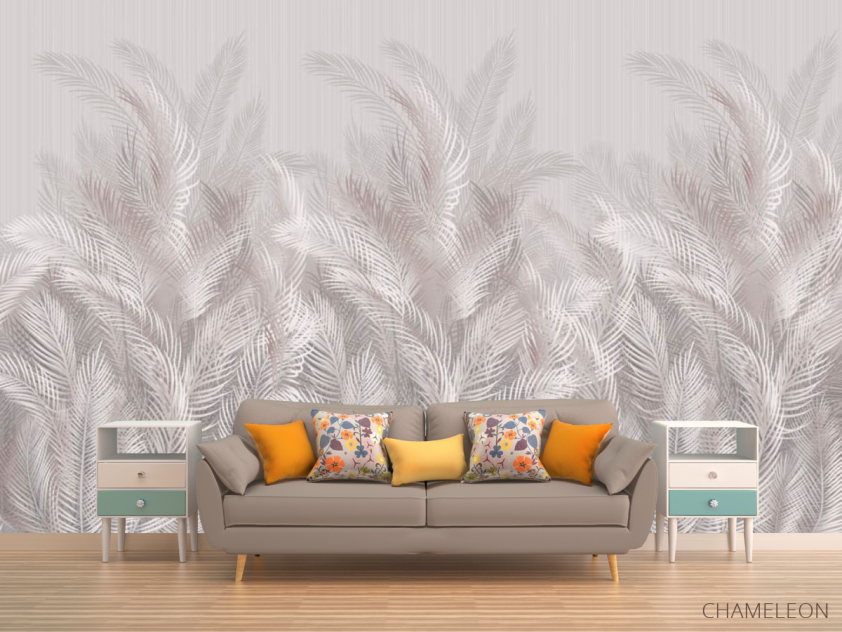 Фотообои Бежевые листья тропические - 1