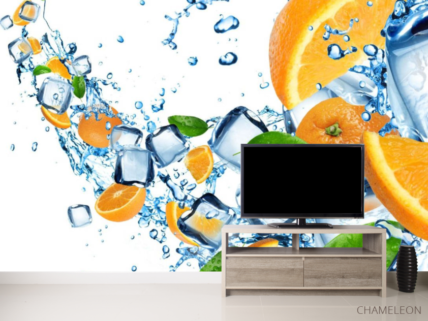 Фотообои Апельсины и кубики льда - 2