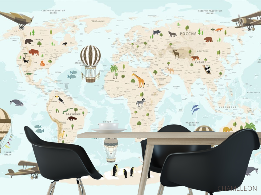 Шпалери в дитячу Карта - 1