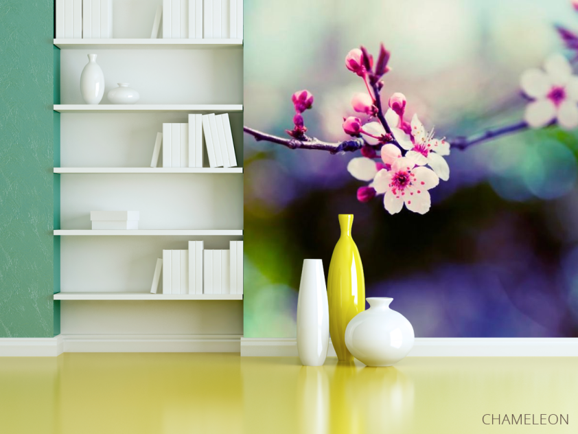 Фотошпалери Гілочка з рожевими квітами - 3