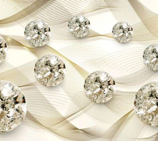 3д фотообои Драгоценные камни на золотом атласе 22465