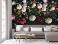 Фотообои Винтажные цветы на черном - 3