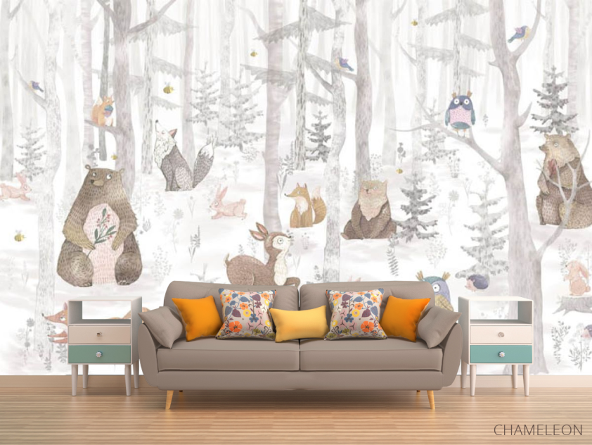 Фотообои Животные в лесу минималистичные - 1