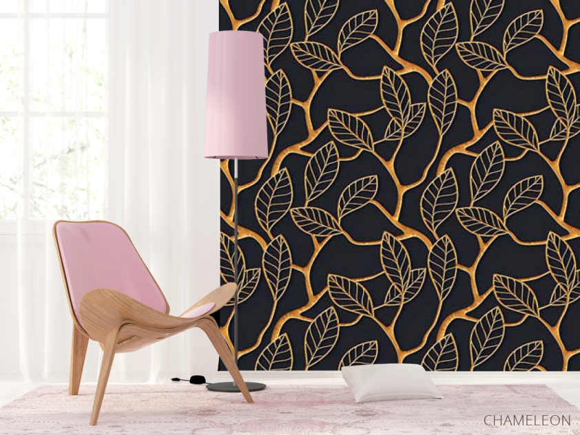 Фотошпалери золоті листя 3д - 4