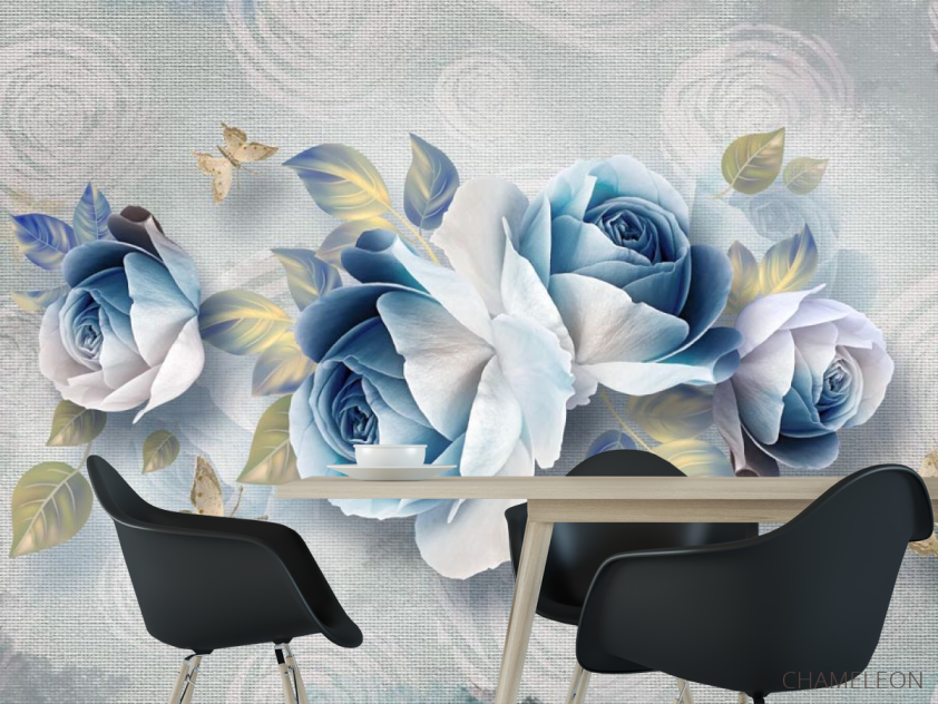 Фотошпалери Сині квіти 3д - 1