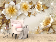 Фотообои Керамические 3д цветы - 4