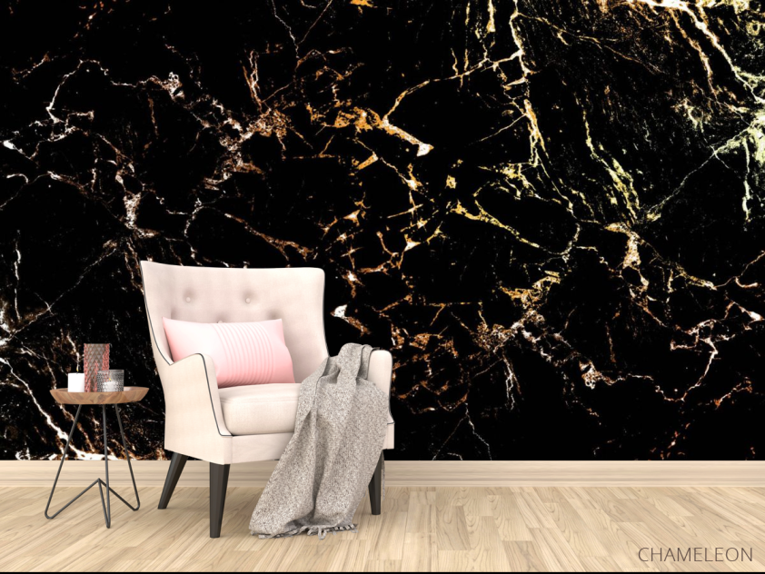 Фотообои Чёрный мрамор с золотом - 4