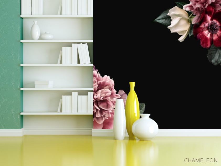 Фотошпалери квітковий мікс на чорному - 3