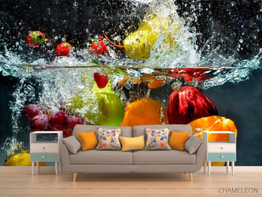 Фотообои в кухню Фрукты в воде - 1